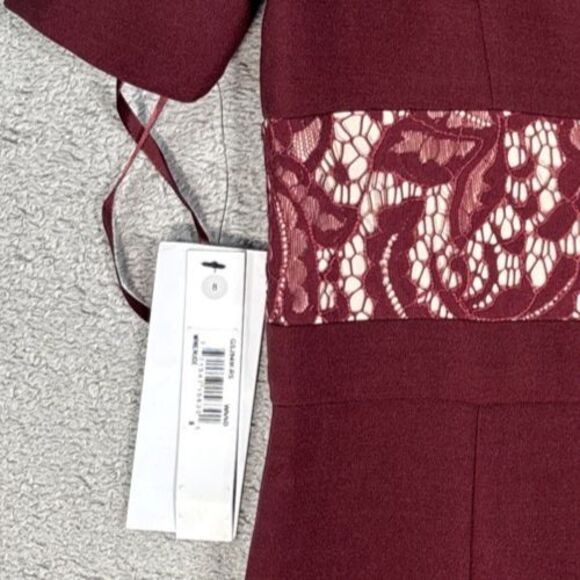 NWT Maggy London Cocktail‎ Dress Women’s Size 8 Wine Lace Romantic Holiday Sexy - Picture 13 of 16